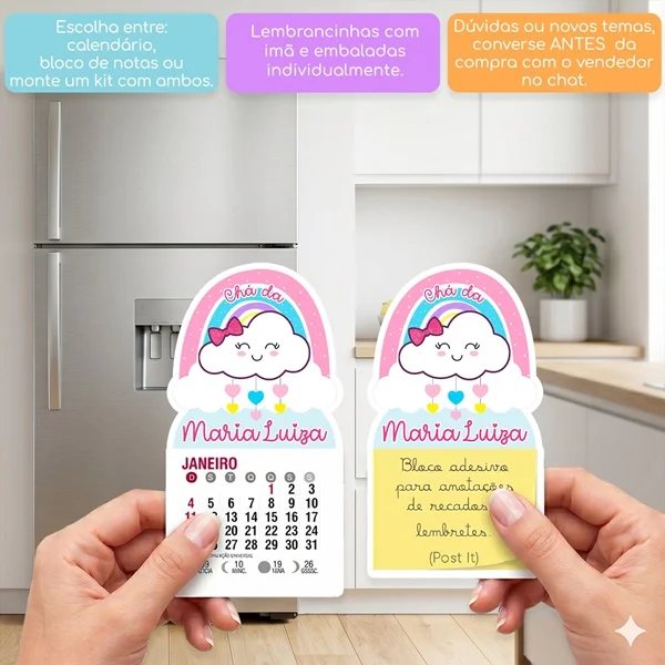 KIT COM 10 MINI CALENDÁRIO OU BLOCO DE RECADO CHUVA DE AMOR - Imagem 2