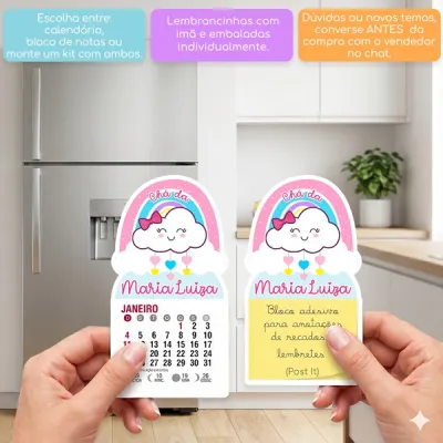 KIT COM 10 MINI CALENDÁRIO OU BLOCO DE RECADO CHUVA DE AMOR