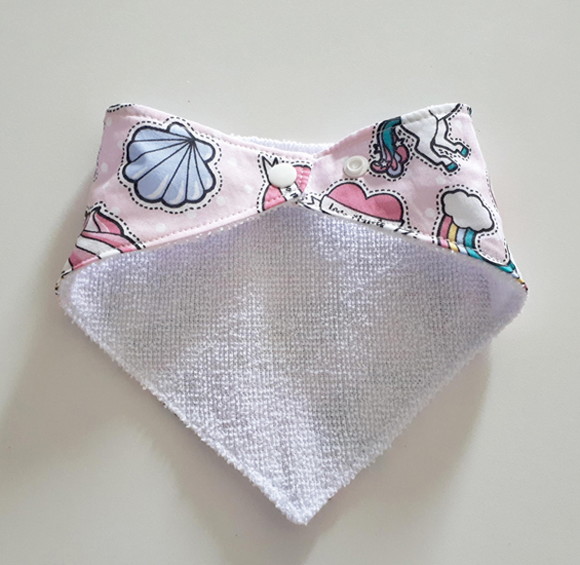 Babador atoalhado bandana Rosa unicórnio love ícones - Imagem 3