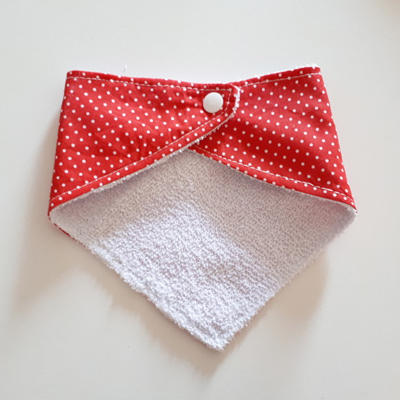Babador atoalhado bandana Vermelho Poá Branco - Imagem 3