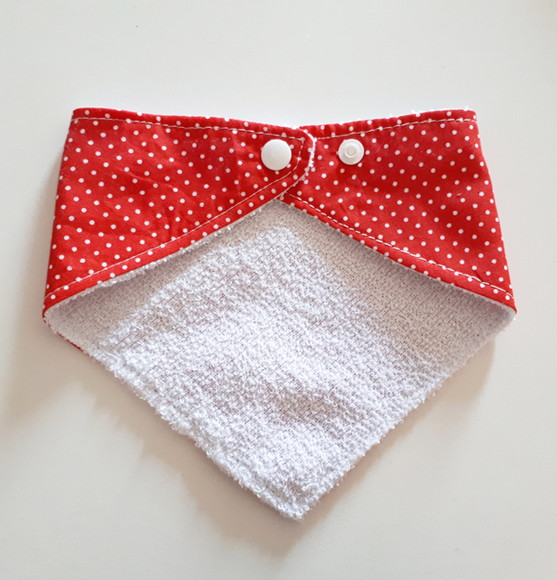 Babador atoalhado bandana Vermelho Poá Branco - Imagem 2