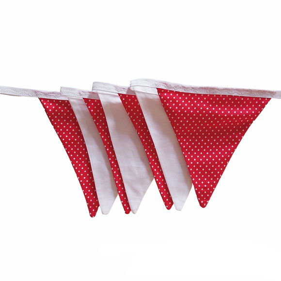 Bandeirinhas Tecido Poá Vermelho Branco - Imagem 3