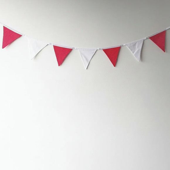 Bandeirinhas Tecido Poá Vermelho Branco - Imagem 4