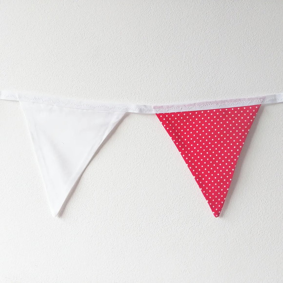 Bandeirinhas Tecido Poá Vermelho Branco - Imagem 5