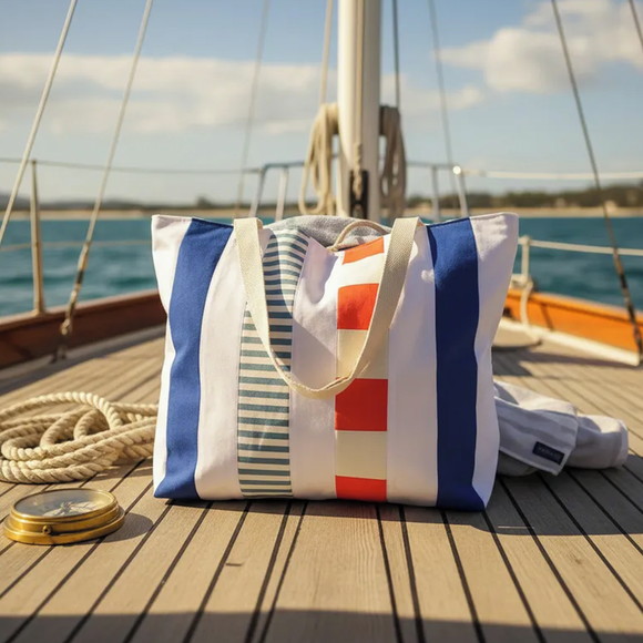Bolsa Shoulder Tote Tudo Bonitinho Sarja Algodão Cru Azul - Imagem 5