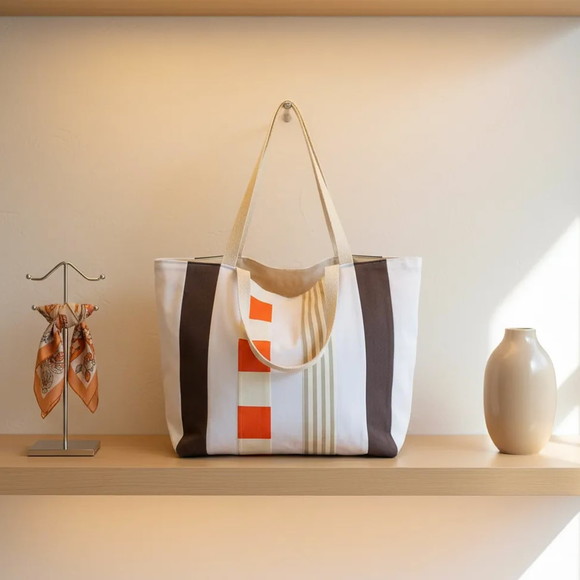 Bolsa Shoulder Tote Tudo Bonitinho Sarja Algodão Cru Marrom - Imagem 2