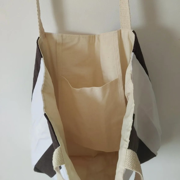 Bolsa Shoulder Tote Tudo Bonitinho Sarja Algodão Cru Marrom - Imagem 4