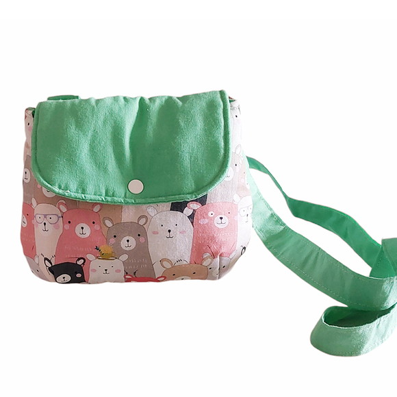 Bolsa Tiracolo Infantil Ursos Coloridos/verde - Imagem 4