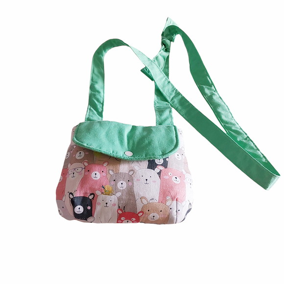 Bolsa Tiracolo Infantil Ursos Coloridos/verde - Imagem 3
