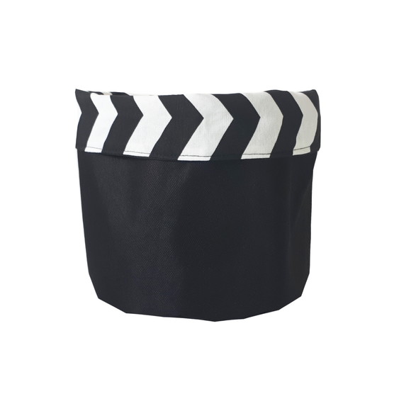 Cachepot Tecido Dupla Face Chevron Preto e Branco - Imagem 3
