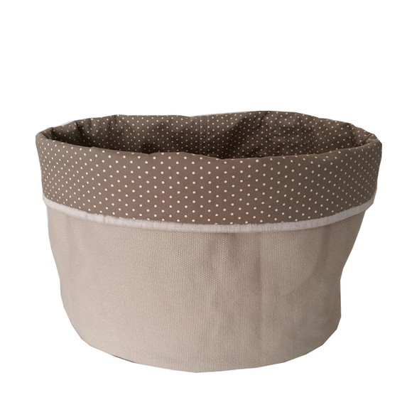 Cachepot Tecido Dupla face Poá Marrom mini - Imagem 3