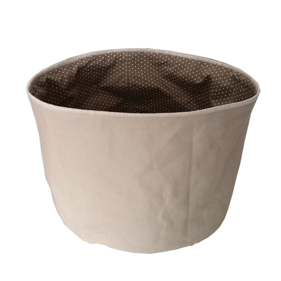 Cachepot Tecido Dupla face Poá Marrom mini - Imagem 2