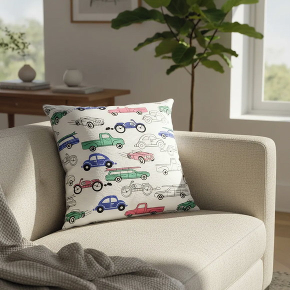 Capa de Almofada Carros & Motos Fundo Branco - Imagem 2