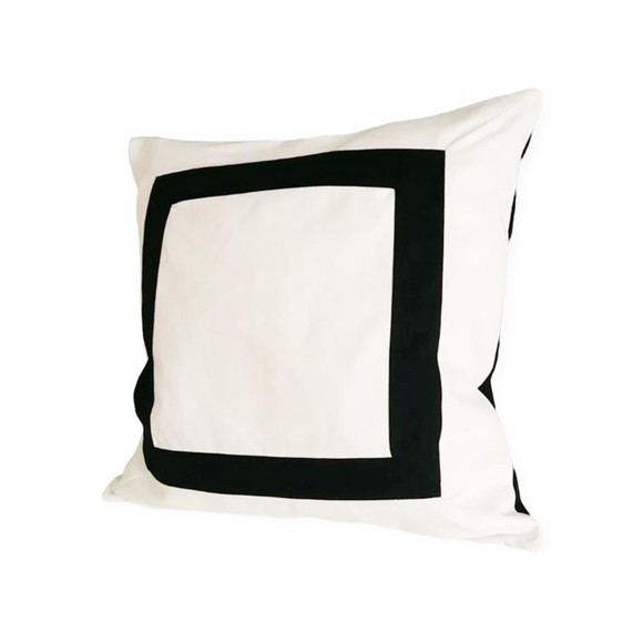 Capa de Almofada Preta e Branca Quadrado Moldura 45 x 45 - Imagem 2