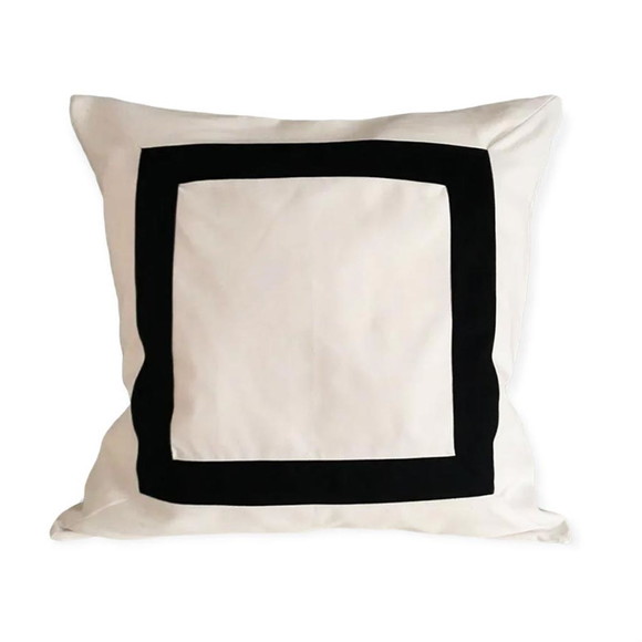 Capa De Almofada Preta E Branca Quadrado Moldura 50 X 50