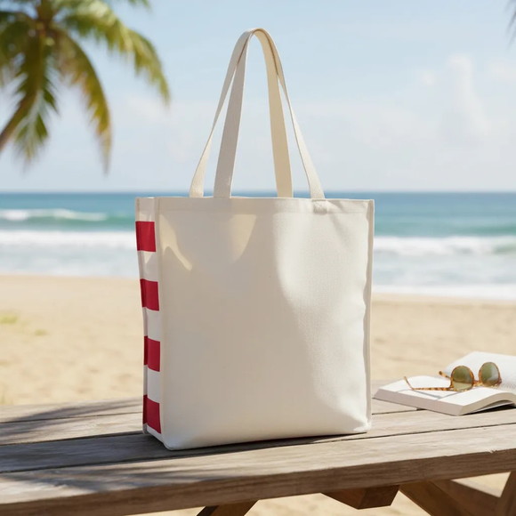 Tote Bag Crua com Detalhe Vinho - Imagem 3