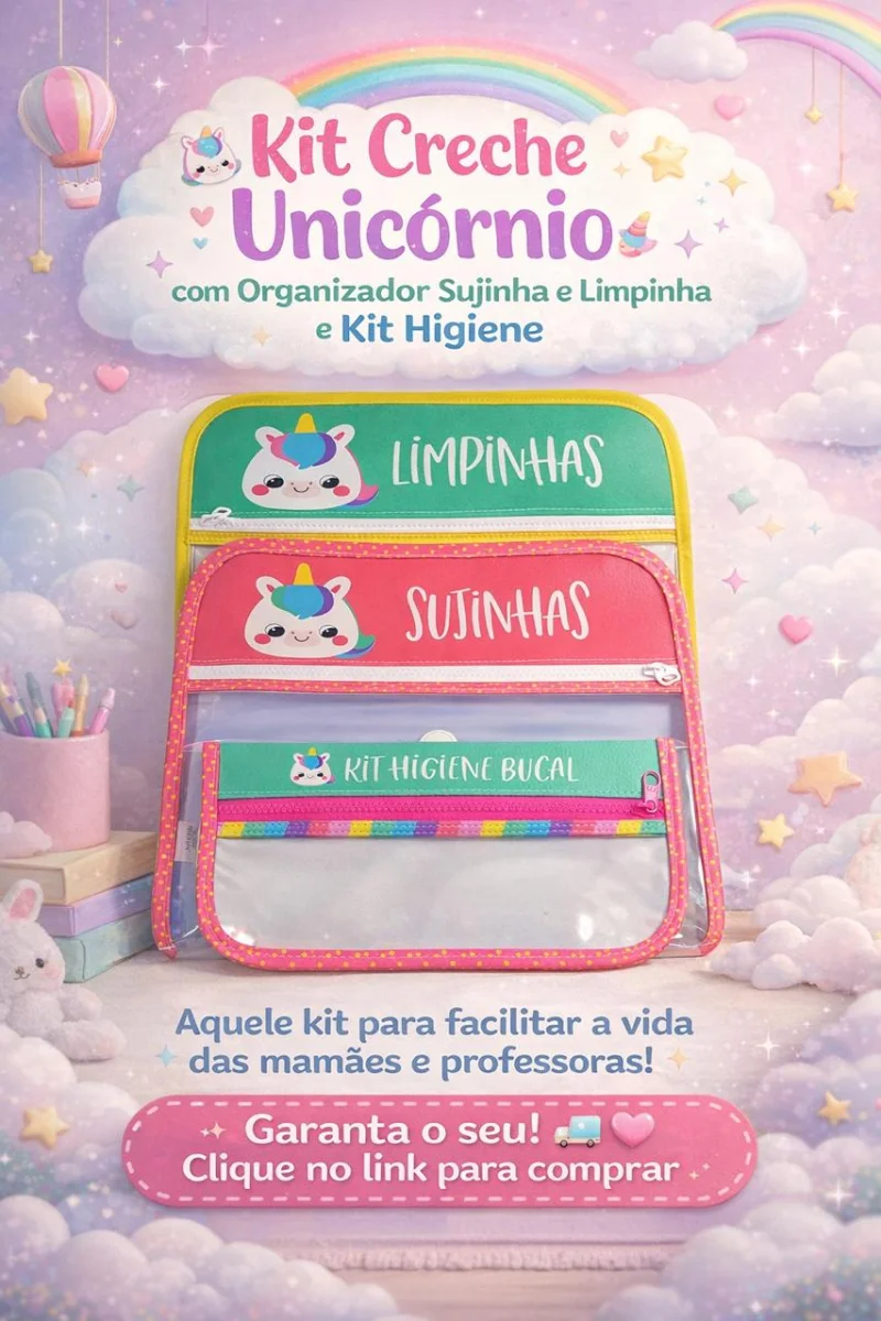 kit escolar unicornio mochila sujinha limpinha estojo higiene - Imagem 4
