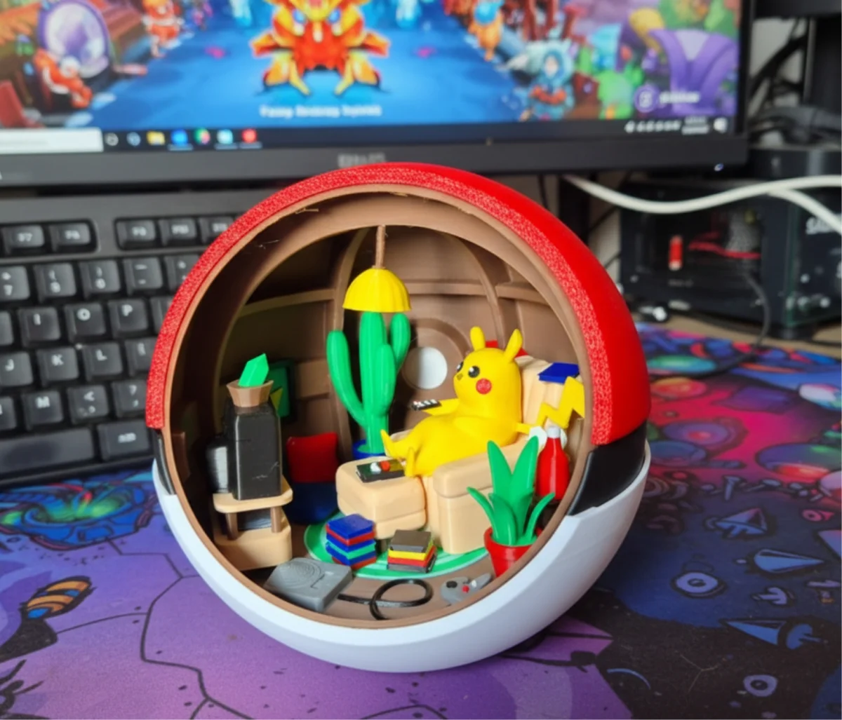 Diorama Pokémon Pikachu Gamer - Interior de Pokébola 3D (copia) - Imagem 5