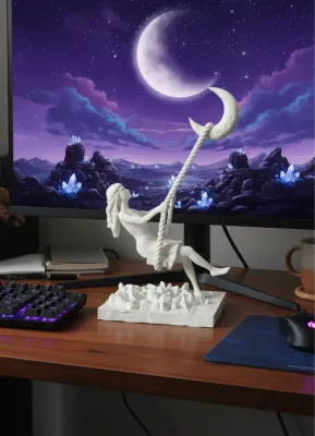 Escultura Decorativa Moderna Mulher Na Lua Balanço