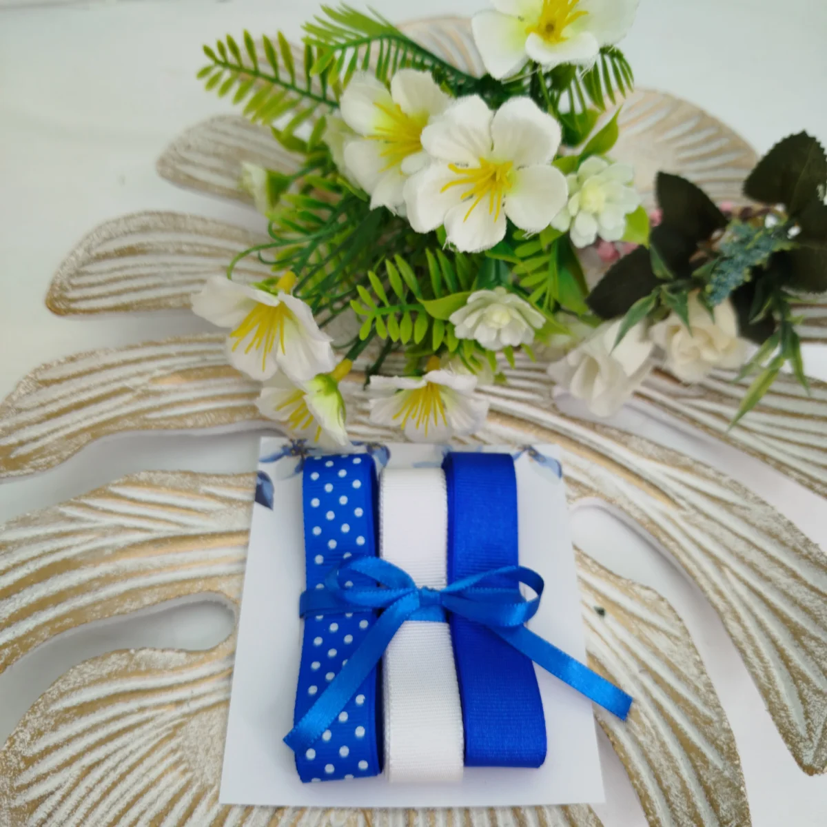 Kit de Fitas Coordenadas Azul Royal com Poá Branco, Azul e Branco - Imagem 4