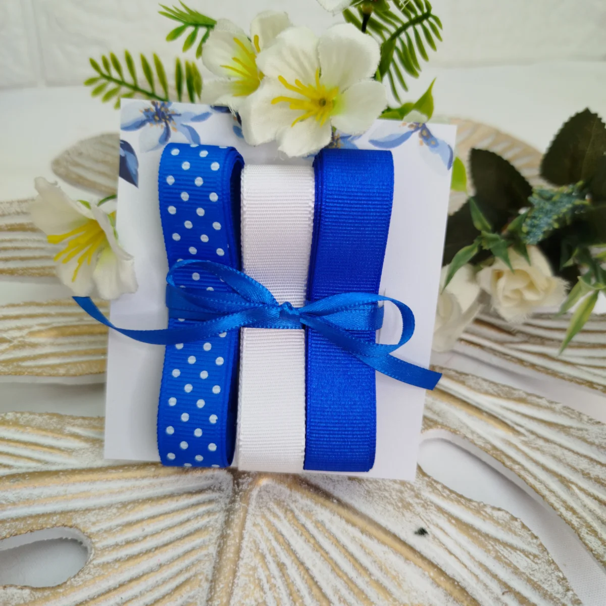Kit de Fitas Coordenadas Azul Royal com Poá Branco, Azul e Branco - Imagem 6