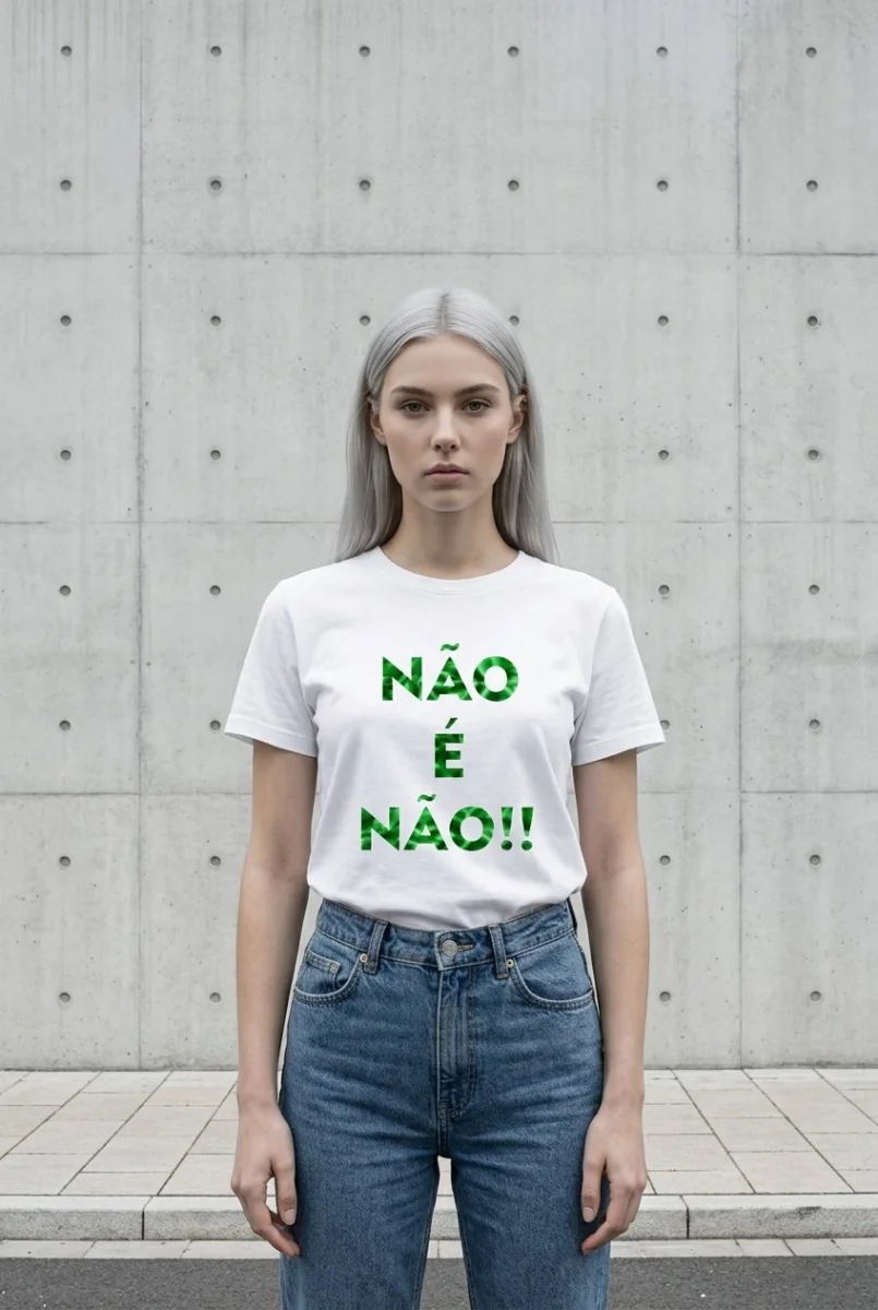 Camiseta Feminina Não é Não 100% Algodão | Vinil Brilhante | Conscientização e Empoderamento - Imagem 3