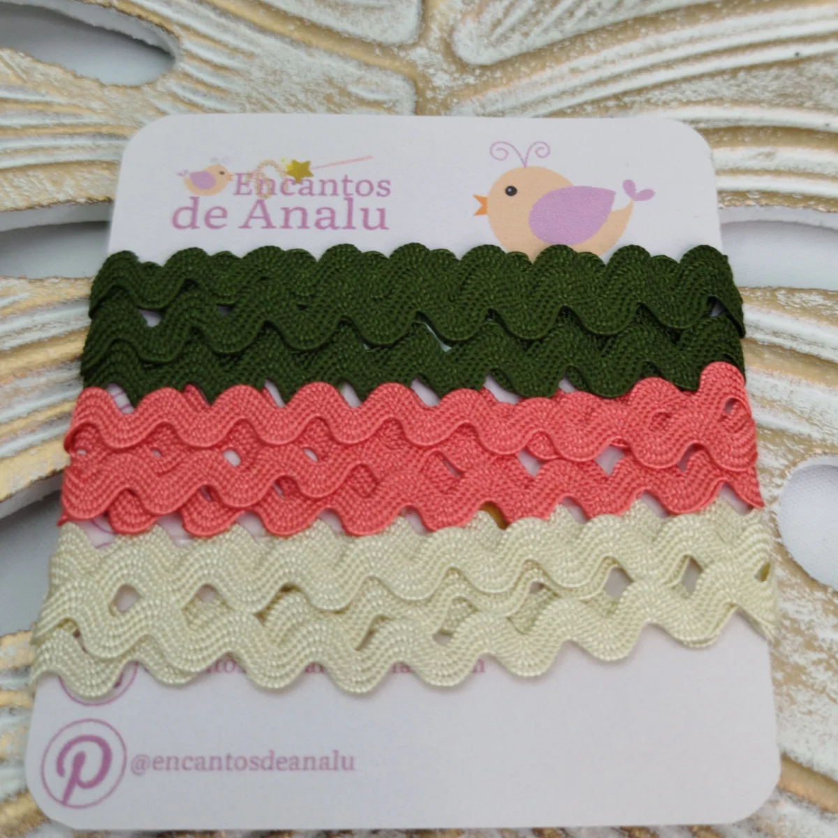 KIt de Sianinhas em Cores Coordenadas Verde Exercito, Cru e Salmão | Artes e Costura Criativa - Imagem 3