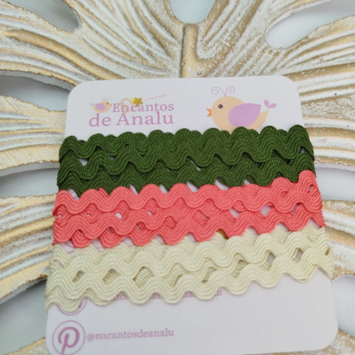 KIt de Sianinhas em Cores Coordenadas Verde Exercito, Cru e Salmão | Artes e Costura Criativa - Imagem 1