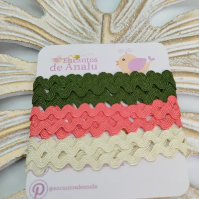 KIt de Sianinhas em Cores Coordenadas Verde Exercito,  Cru e Salmão | Artes e Costura  Criativa