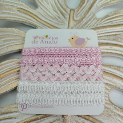 KIt deAviamentos Branco e Rosa ( Passamanaria, Sianinha e Ponto Curva | Artes e Customização