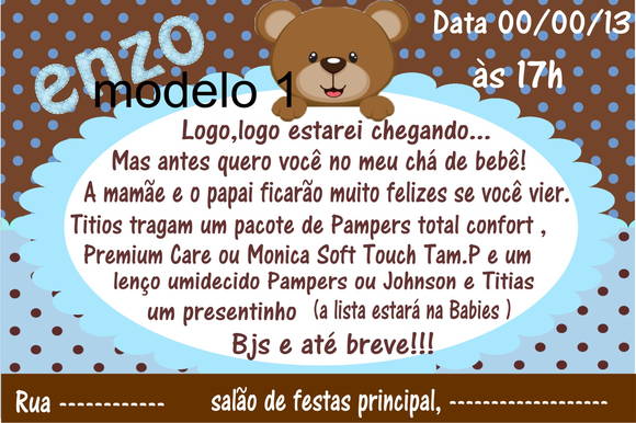 convite chá de bebê