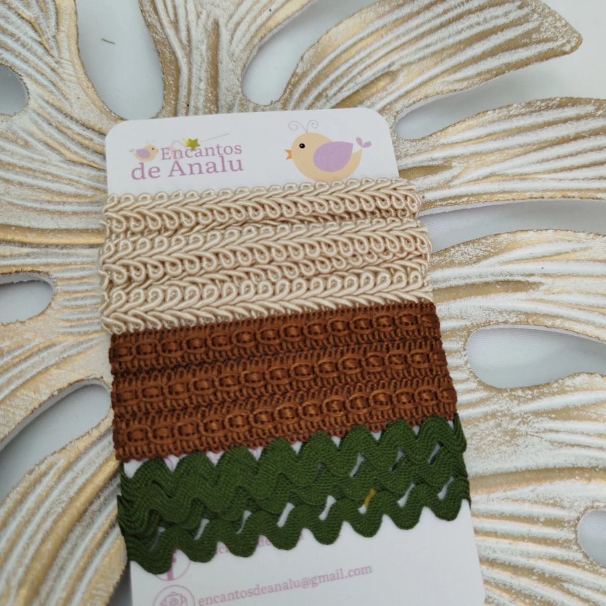 KIt deAviamentos Bege, Marrom e Verde (Passamanaria e Sianinha) | Artesanato e Customização - Imagem 2