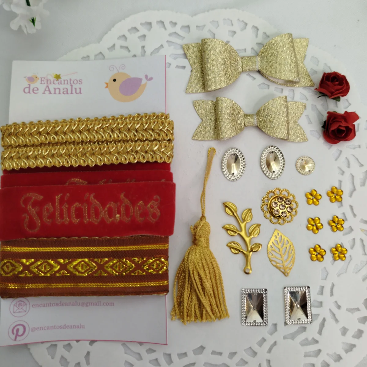 Kit de Aviamentos, Fitas e Enfeites Coordenados Tons Rosa, Azul e Amarelo para Artesanato (copia) - Imagem 4