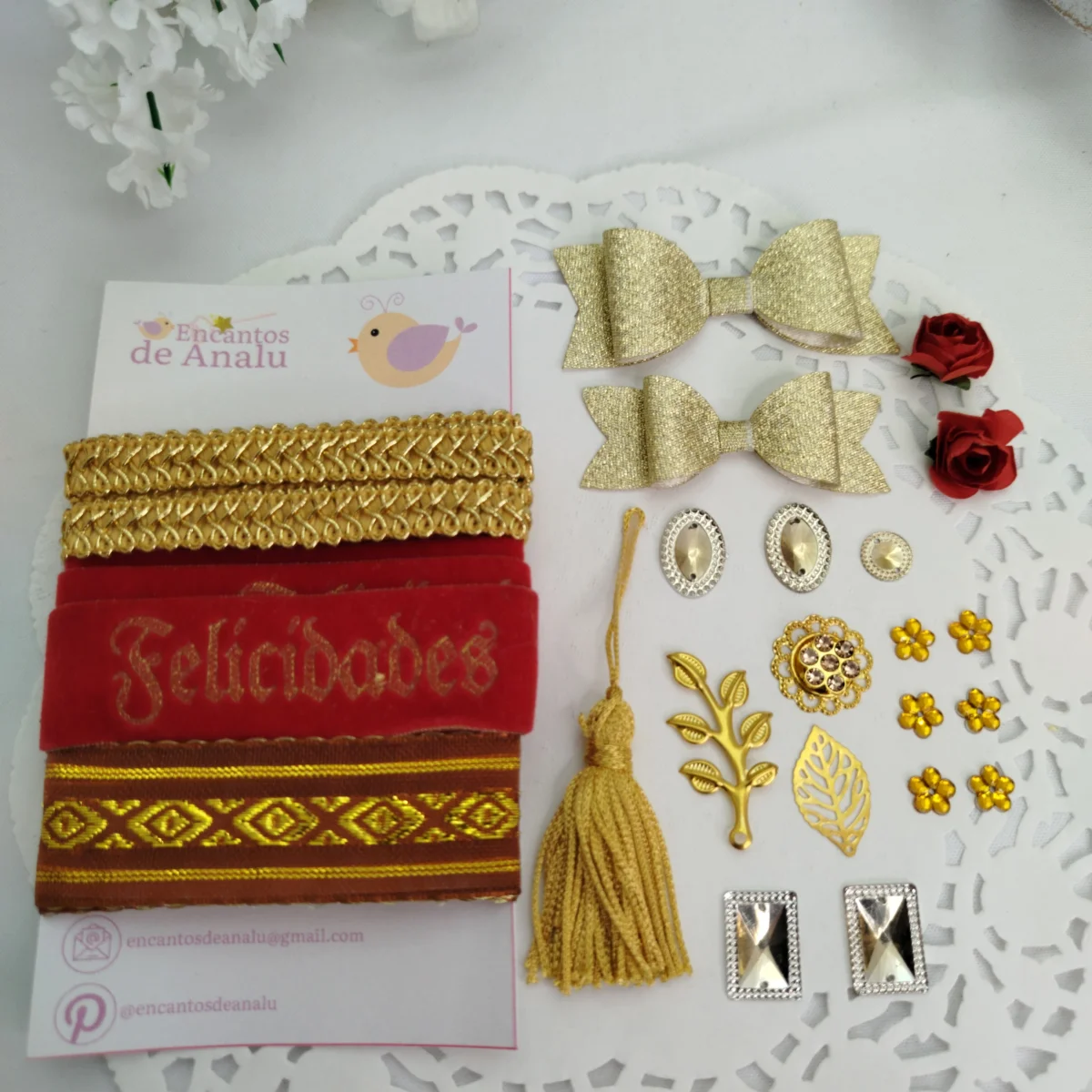 Kit de Aviamentos, Fitas e Enfeites Coordenados Tons Rosa, Azul e Amarelo para Artesanato (copia) - Imagem 1