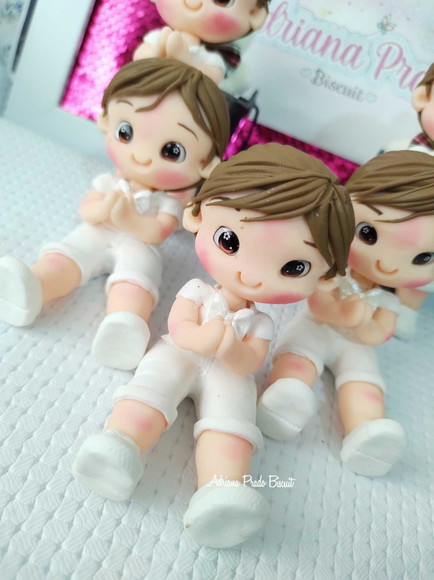 Apliques em Biscuit Lembrancinhas Batizado Menino - Imagem 3
