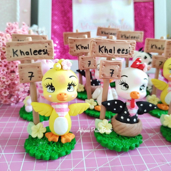 Apliques em Biscuit Bichinhos Fazendinha Rosa - Imagem 2