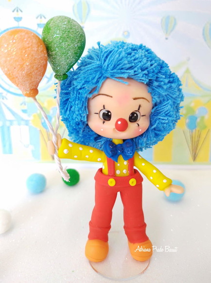 Apliques em Biscuit Palhacinho Pompom - Imagem 2