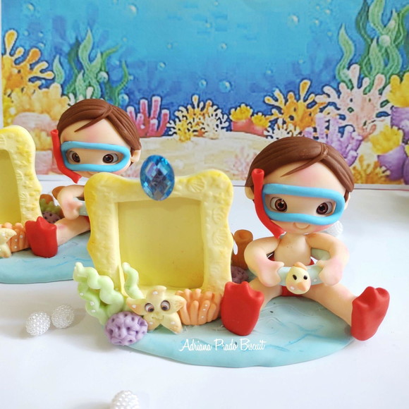 Porta Retrato em Biscuit Fundo do Mar - Imagem 2