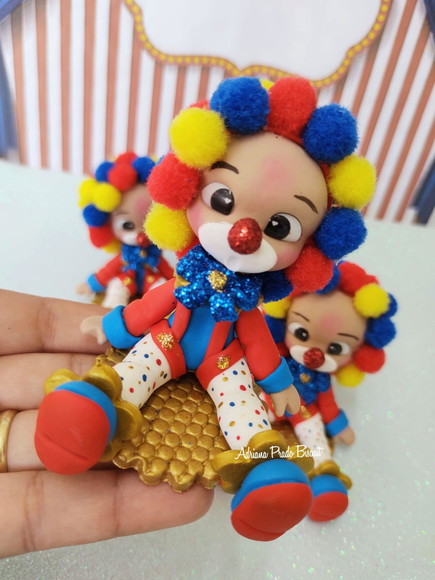 Apliques em Biscuit Palhacinho Pompom - Imagem 2