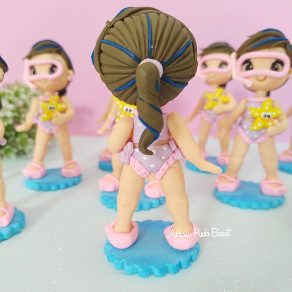 Apliques em Biscuit Tema Fundo do Mar Mergulhadora - Imagem 4