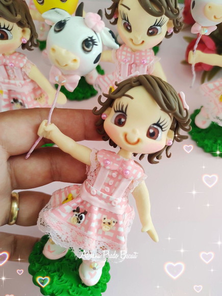 Apliques em Biscuit Fazendinha Rosa - Imagem 3