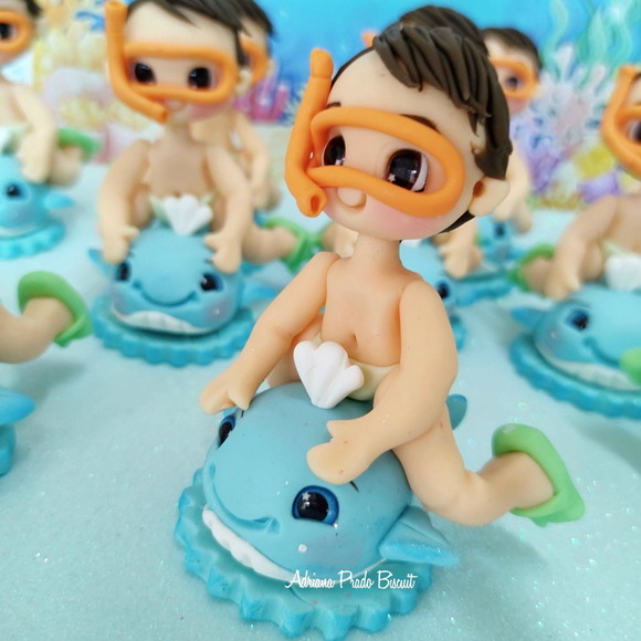Apliques em Biscuit Fundo Mar Menino com Baleia - Imagem 3