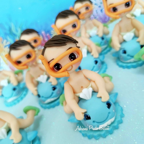 Apliques em Biscuit Fundo Mar Menino com Baleia - Imagem 2