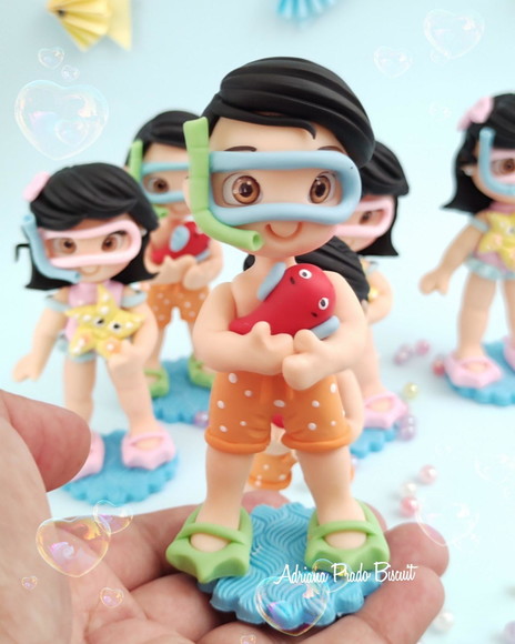 Apliques em Biscuit Fundo do Mar Mergulhador - Imagem 3