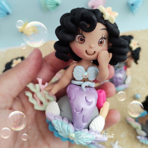 Apliques em Biscuit Tema Sereia - Imagem 4