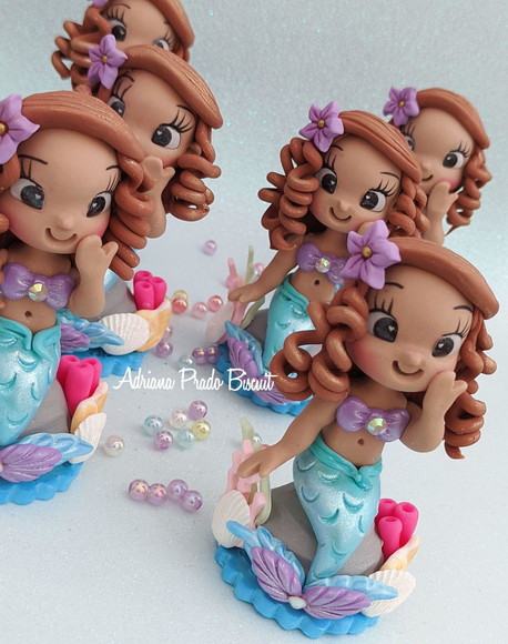 Apliques em Biscuit Tema Sereia - Imagem 2