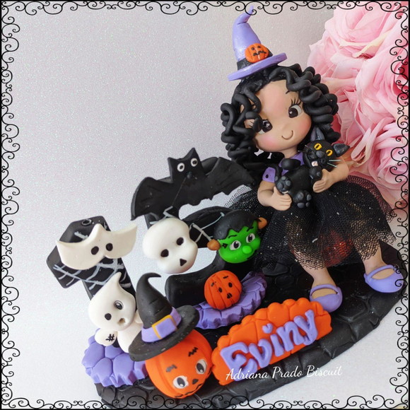 Topo de Bolo em Biscuit 15 Anos Halloween - Imagem 2