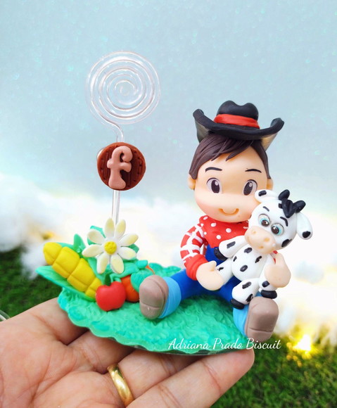 Porta Recado em Biscuit Fazendinha Menino - Imagem 4