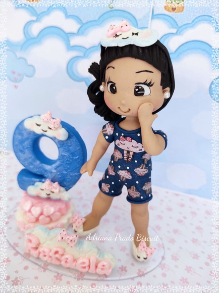 Topo de Bolo em Biscuit Personalizado Festa do Pijama - Imagem 3