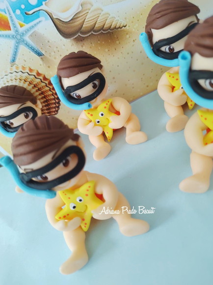 Apliques em Biscuit Fundo Mar Menino Mergulhador - Imagem 3